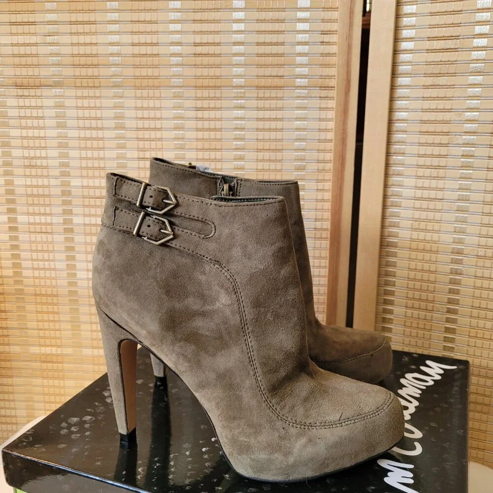 SAM EDELMAN "Kit" Suede Ankle High Heel Booties - Picture 3 of 5